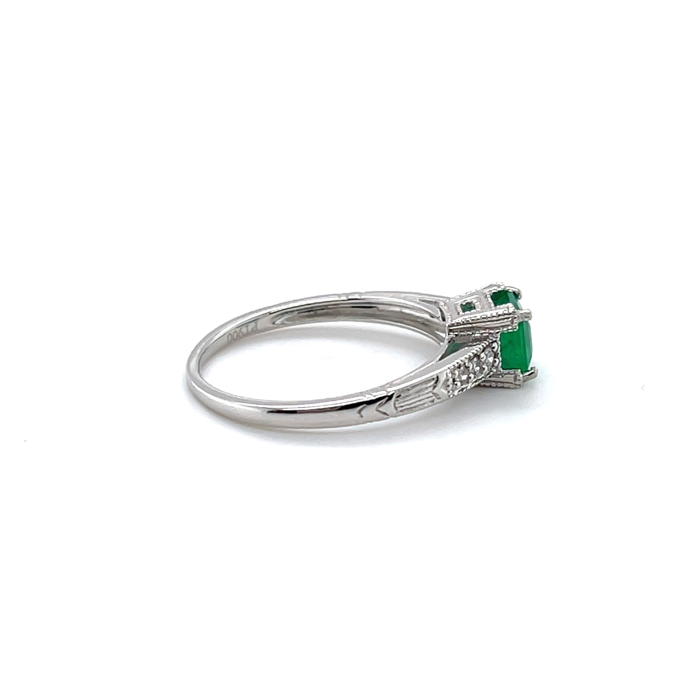 Platinum Emerald and Diamond Ring