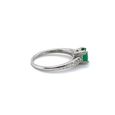Platinum Emerald and Diamond Ring