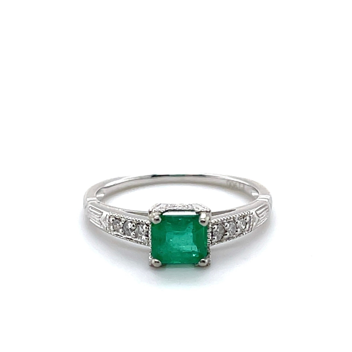 Platinum Emerald and Diamond Ring