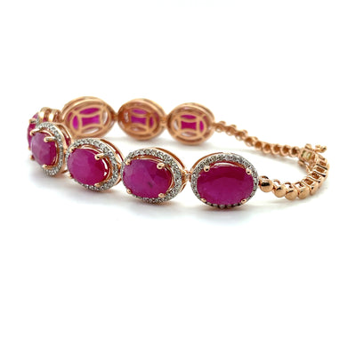 Ruby and Diamond bracelet in 14ct Rose gold