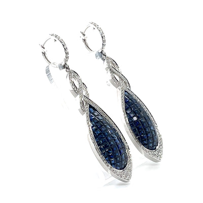 'Tear' 18CT white gold blue sapphire and Diamond earrings