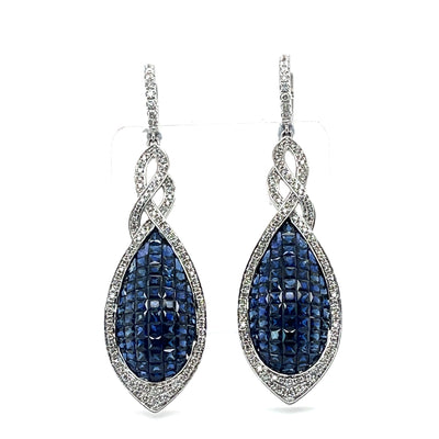 'Tear' 18CT white gold blue sapphire and Diamond earrings