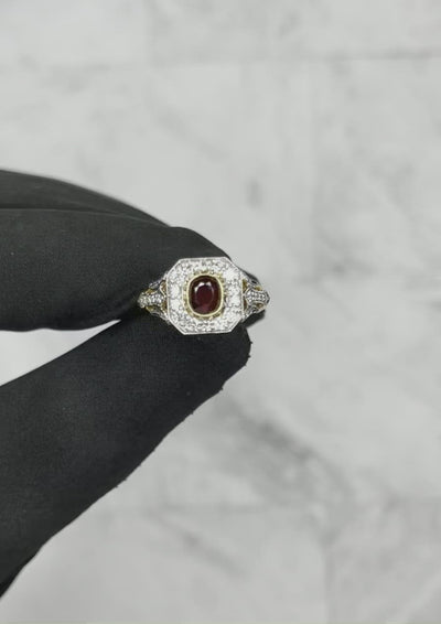 18CT Yellow Gold (NO HEAT) Ruby and Diamond Ring