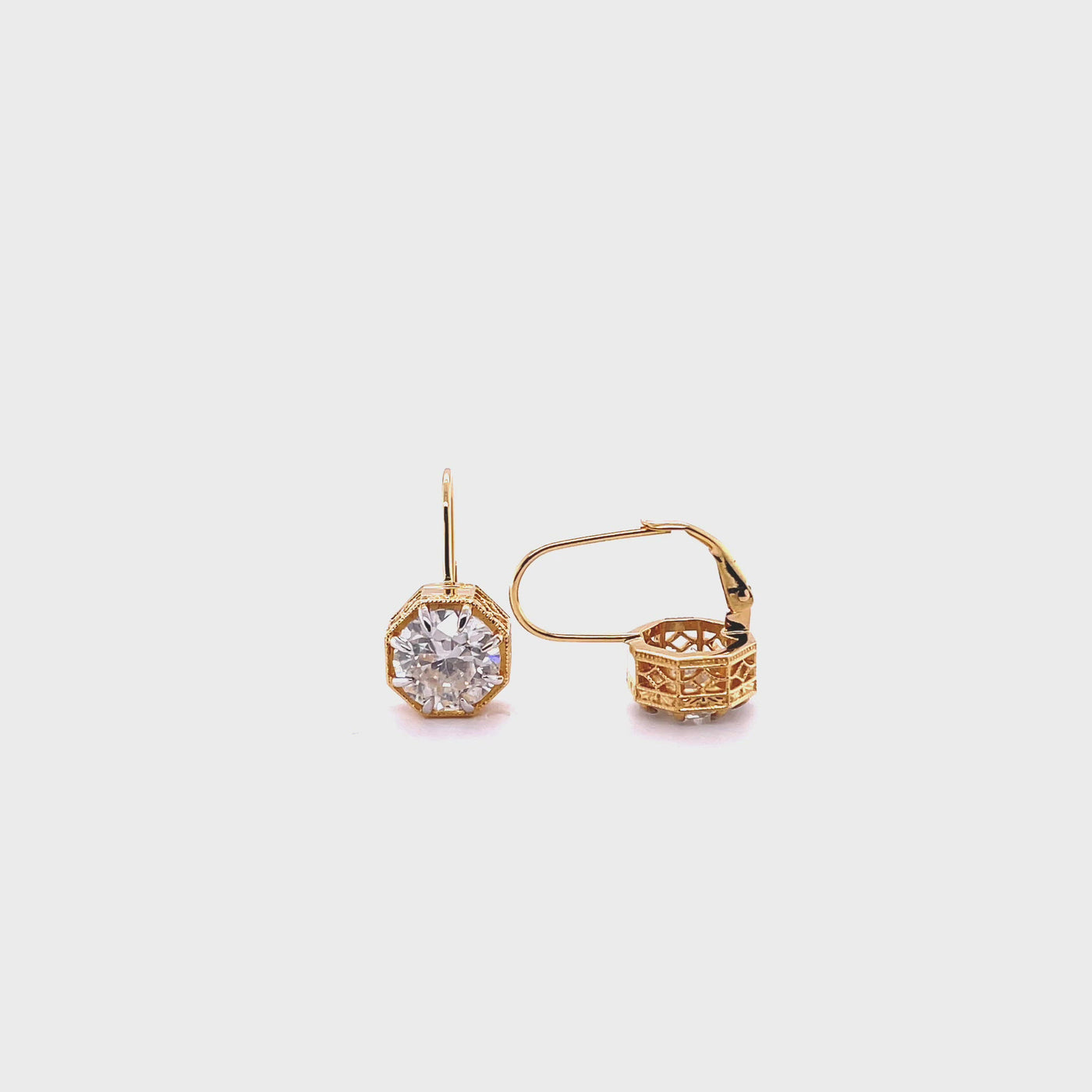18CT Yellow Gold Moissanite Diamond Earrings