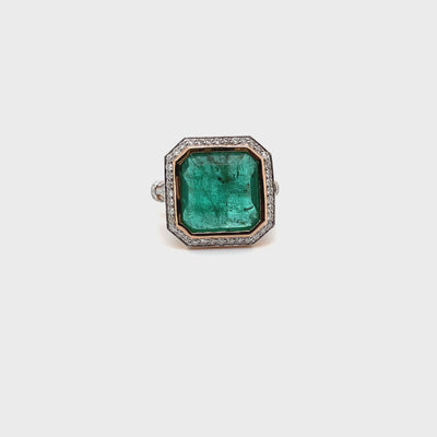 14ct rose gold Emerald and Diamond ring