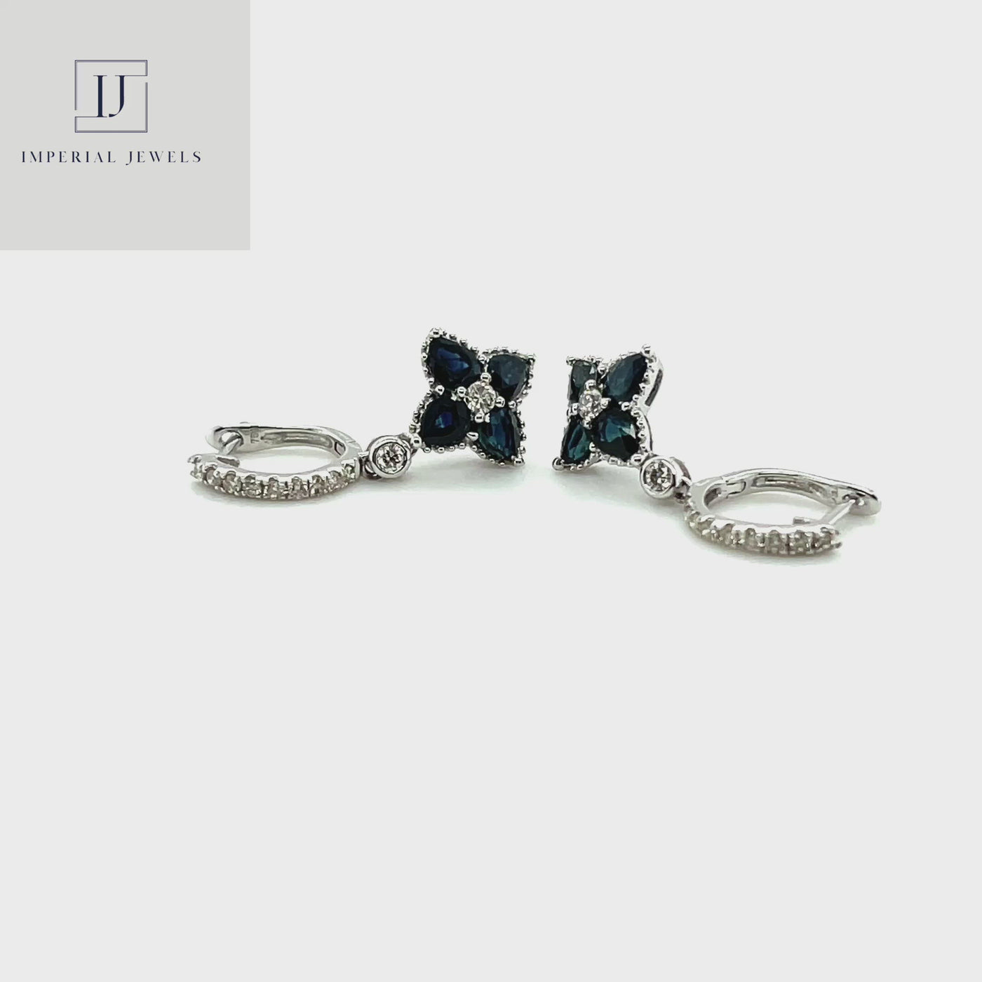 18CT White Gold Sapphire and Diamond Earring