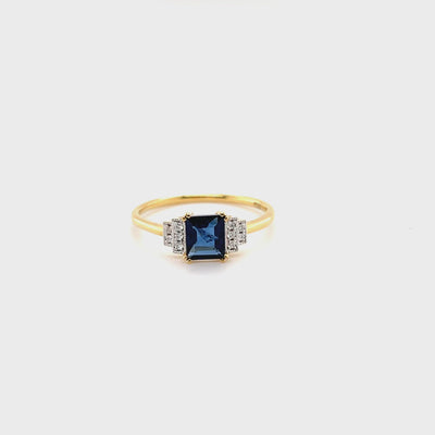 18CT yellow gold Burmese (NO HEAT) sapphire and diamond ring