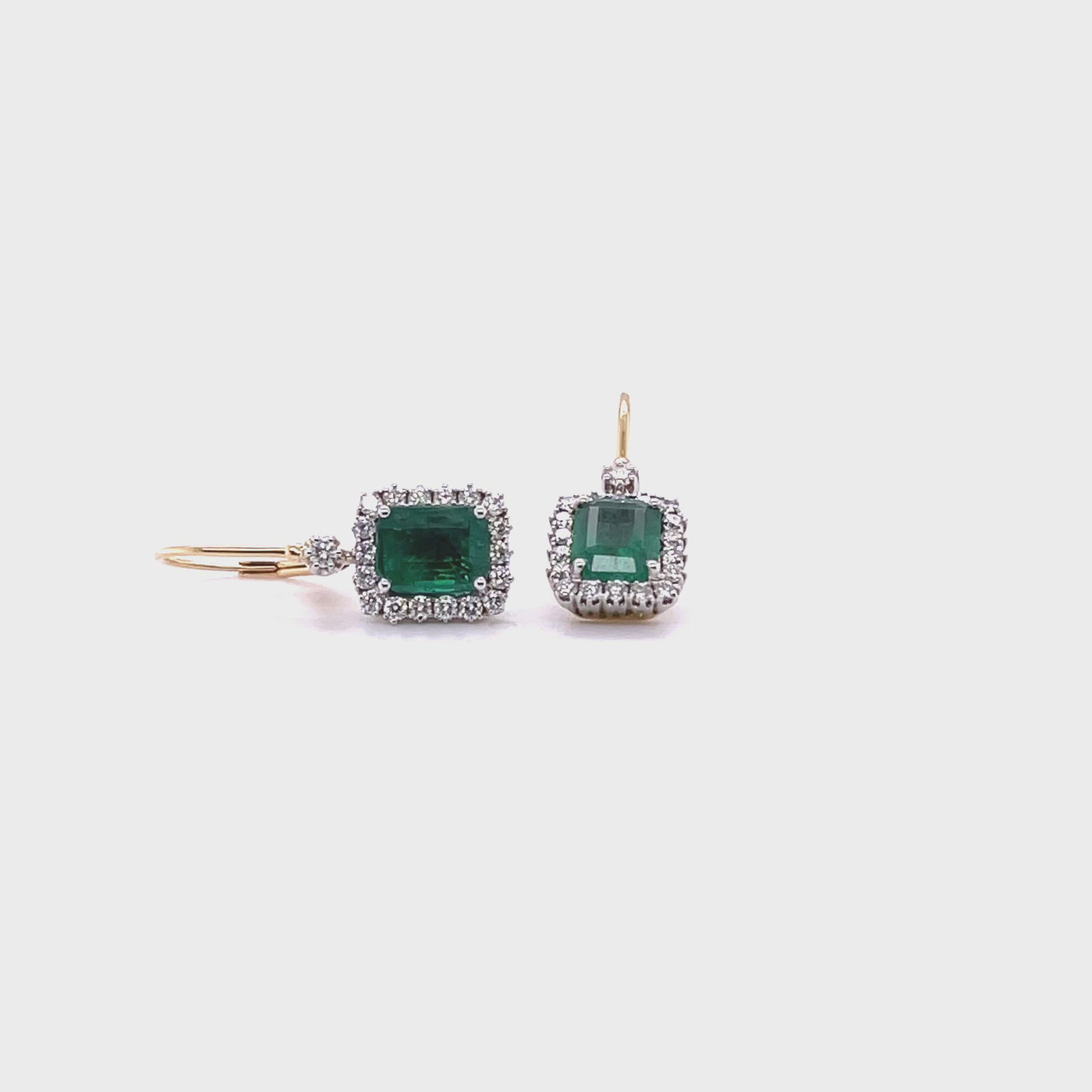 18CT Yellow Gold Emerald and Diamond Earrings