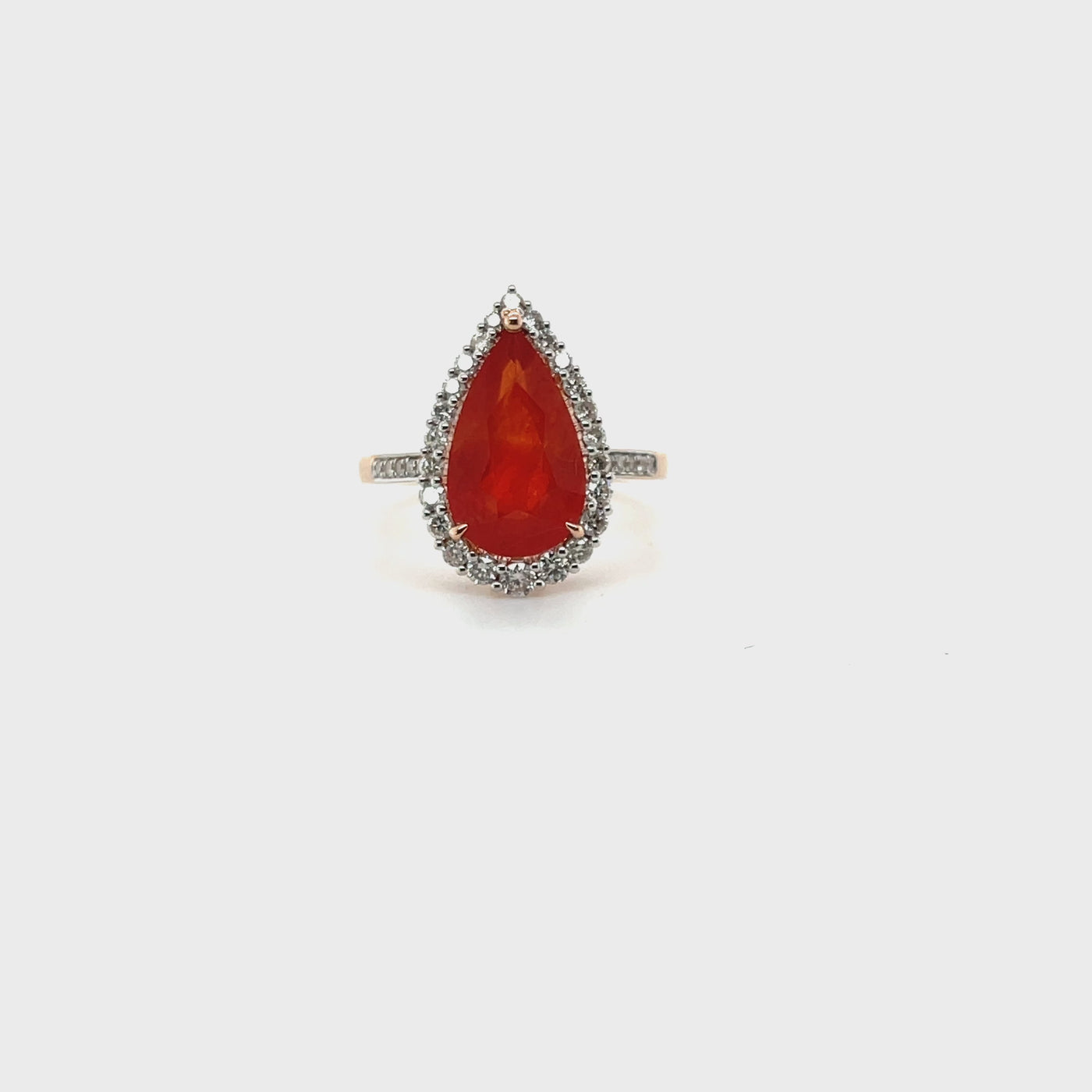 14ct rose gold pear ruby and diamond ring