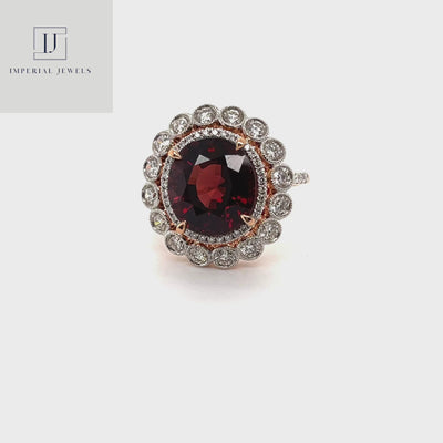 18CT rose gold Burma Myannar Spinel and diamond ring (AIGS CERTIFIED)