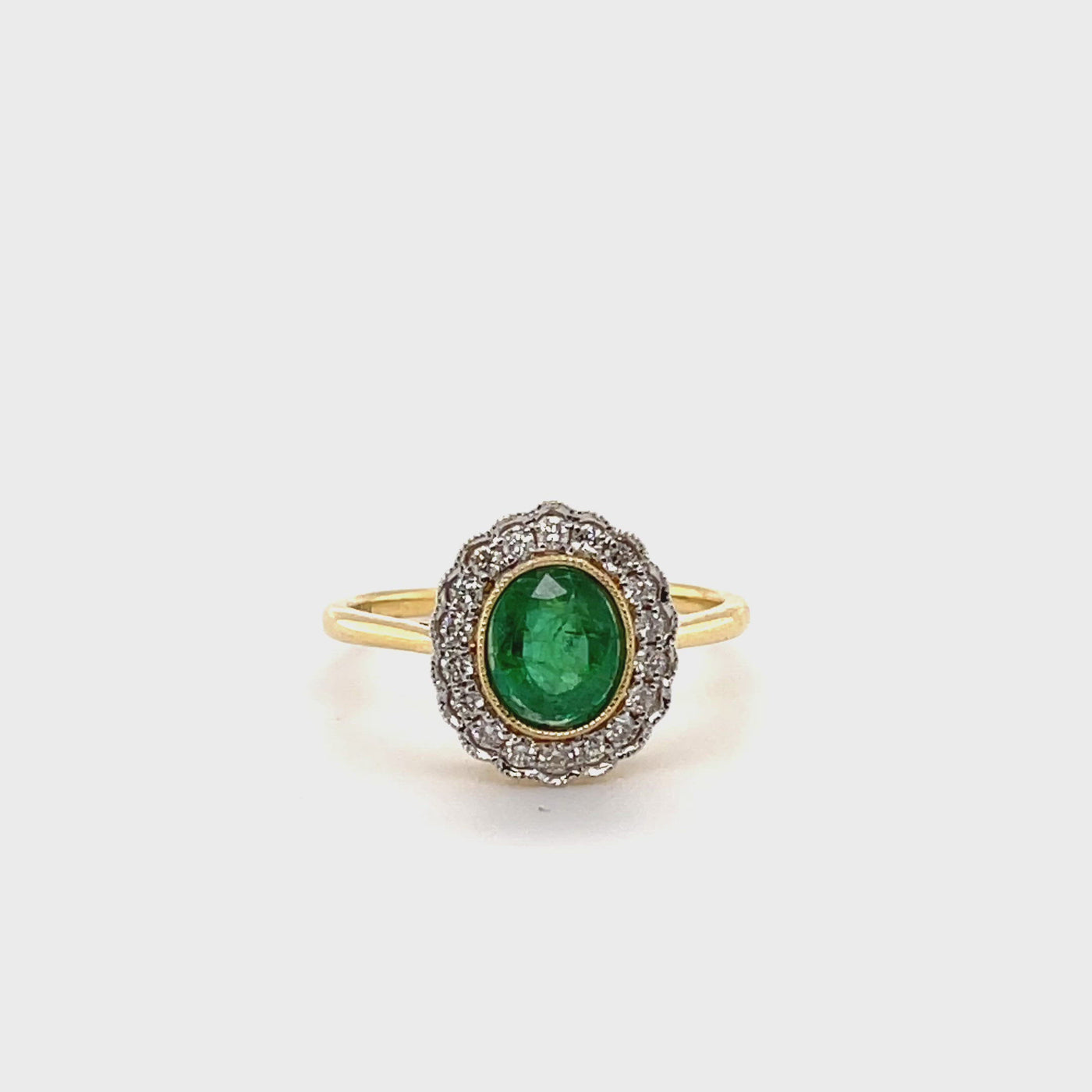 18CT Yellow Gold Emerald and Diamond Ring