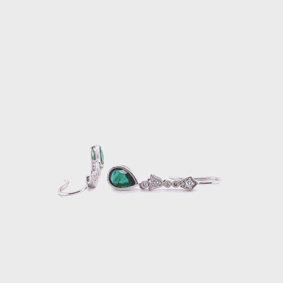 18CT White Gold Emerald and Diamond Earrings