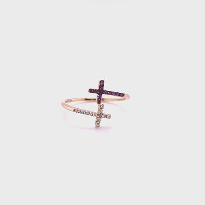 18CT Rose Gold Ruby and Diamond Ring