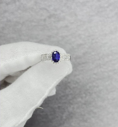 18CT White Gold Kyanite and Diamond Ring