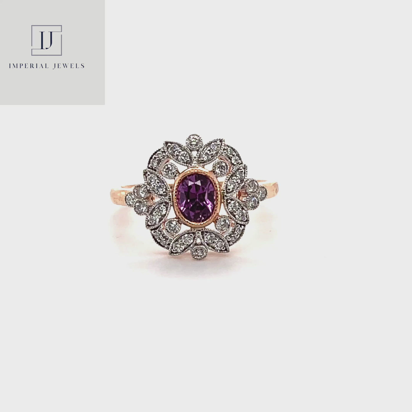 18CT Rose Gold (No Heat) Pink Sapphire and Diamond Ring