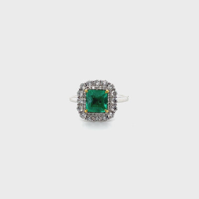 18ct yellow gold Emerald and Diamond dress ring