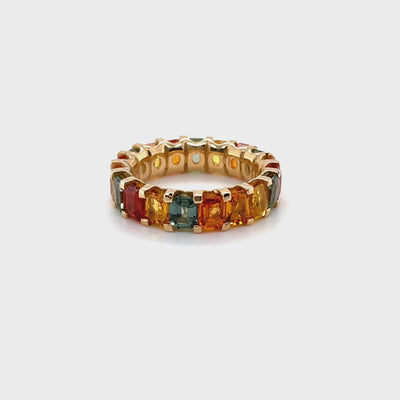 Eternity fancy coloured sapphire ring
