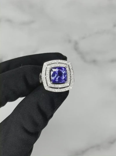 18CT White Gold Tanzanite and Diamond Ring