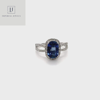 18CT White Gold Sapphire and Diamond Ring