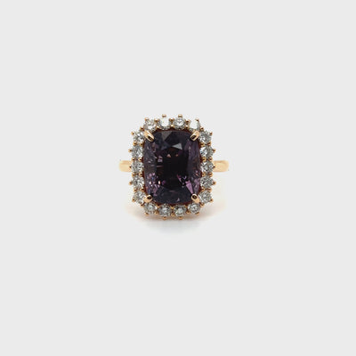 18ct rose gold GRS certified Spinel and Diamond ring