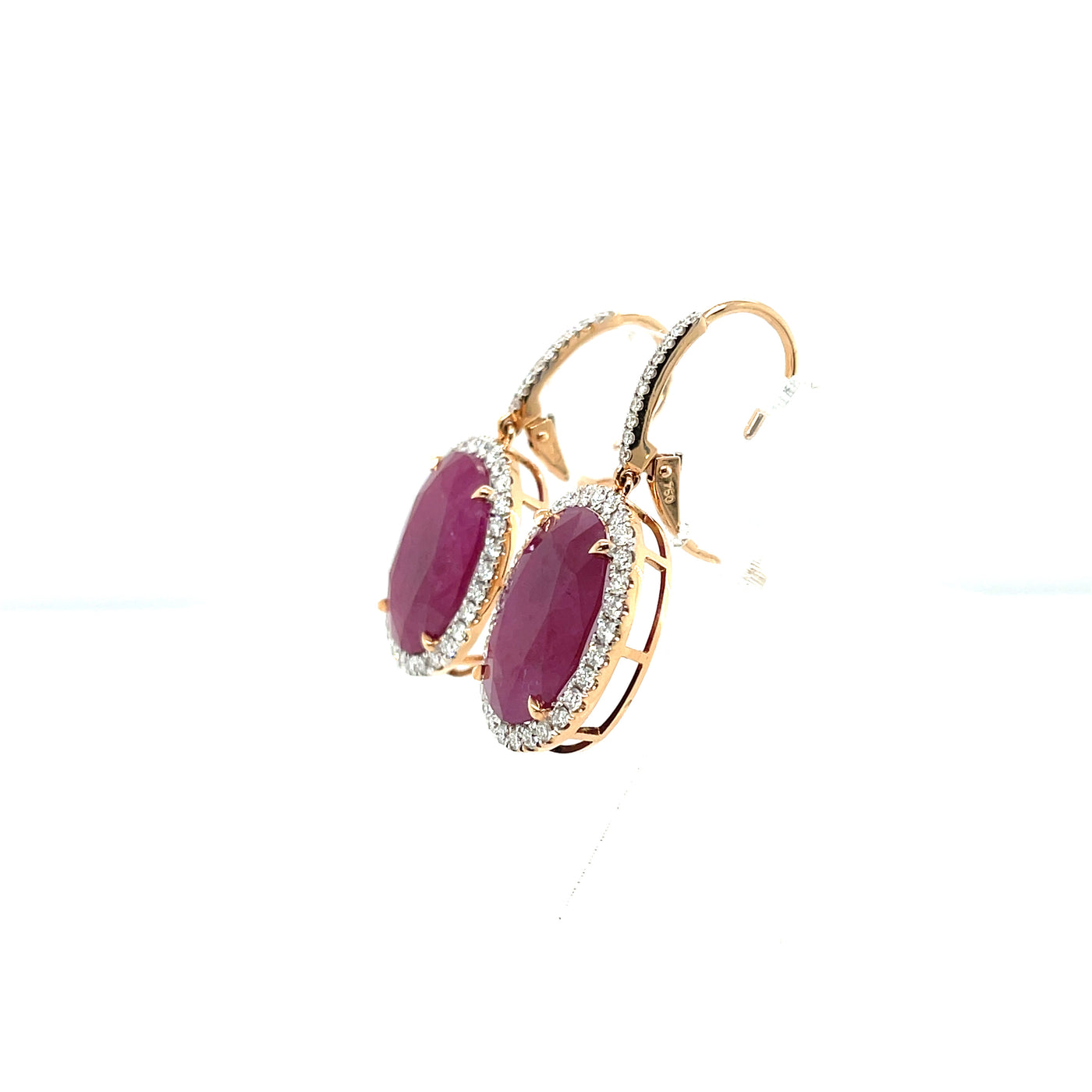 18ct rose gold ruby and diamond earrings
