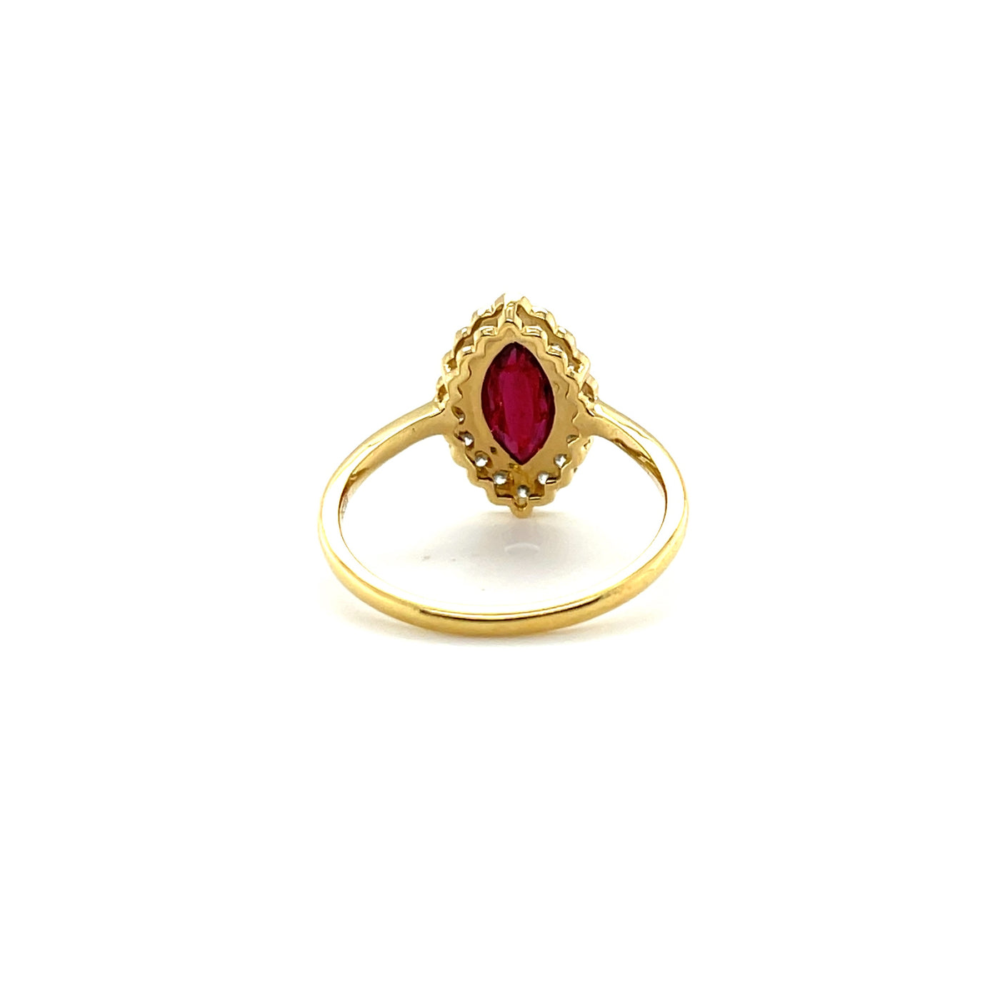 18ct yellow gold Marquise Ruby and Diamond ring