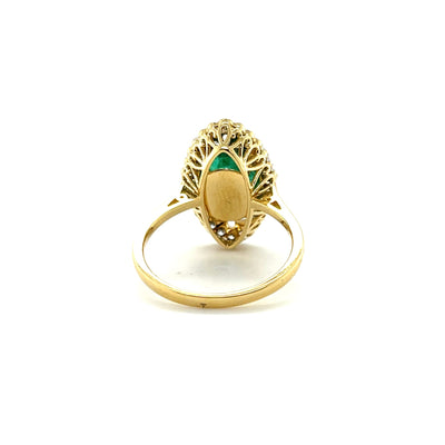 18ct yellow gold Emerald and Diamond Art Deco style ring