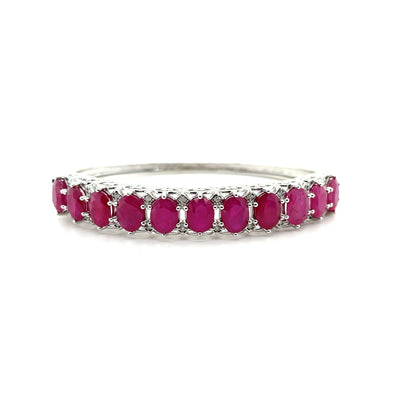 14ct white gold Ruby and Diamond bangle