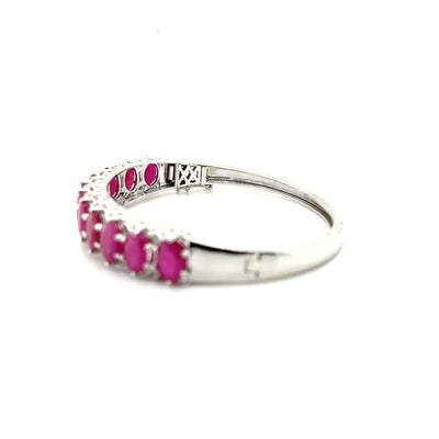 14ct white gold Ruby and Diamond bangle