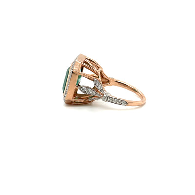 14ct rose gold Emerald and Diamond ring