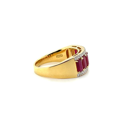 18ct yellow gold ruby and diamond straight eternity ring