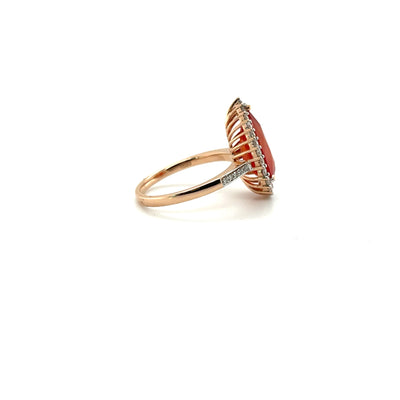 14ct rose gold pear ruby and diamond ring