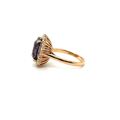 18ct rose gold GRS certified Spinel and Diamond ring