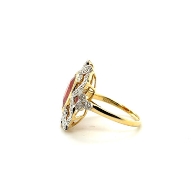 18ct yellow gold Ruby and Diamond Art Deco style ring