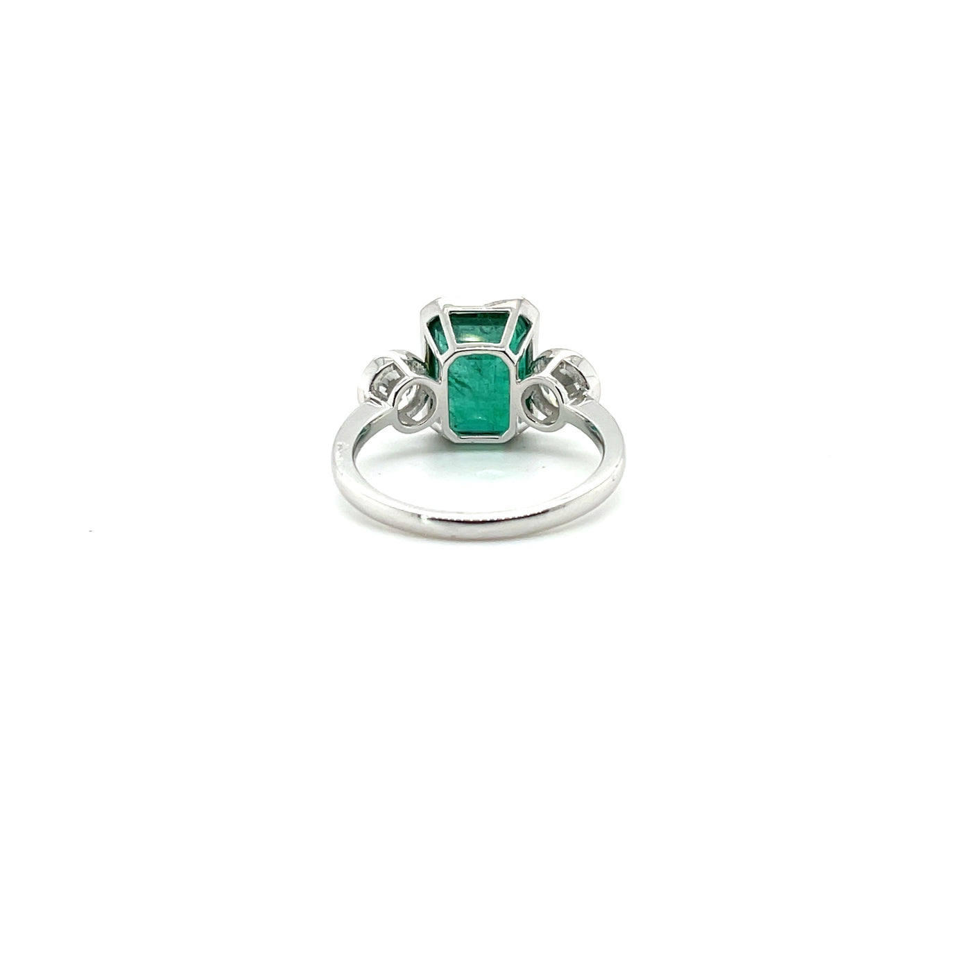 Platinum Emerald and Diamond trilogy ring