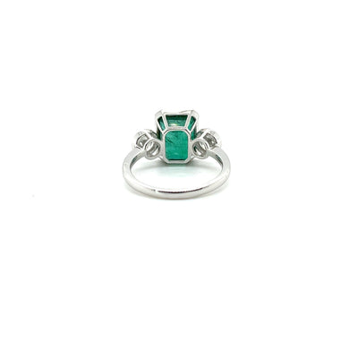 Platinum Emerald and Diamond trilogy ring