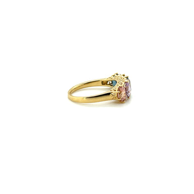 18ct yellow gold (No heat) rainbow Sapphire  and diamond straight eternity ring
