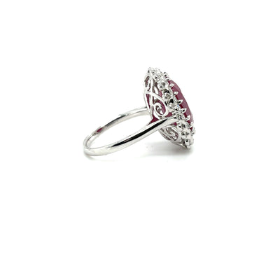 Platinum Ruby and Diamond Double halo ring