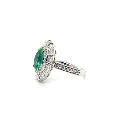 Platinum Art Deco Style Emerald and Diamond ring