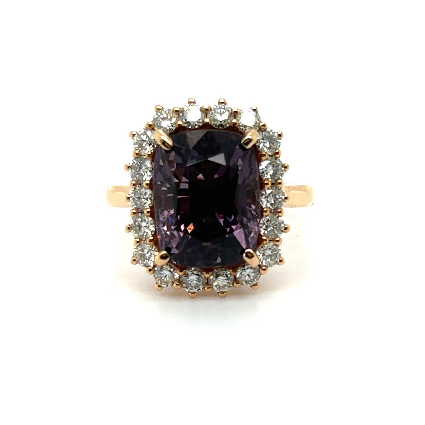 18ct rose gold GRS certified Spinel and Diamond ring