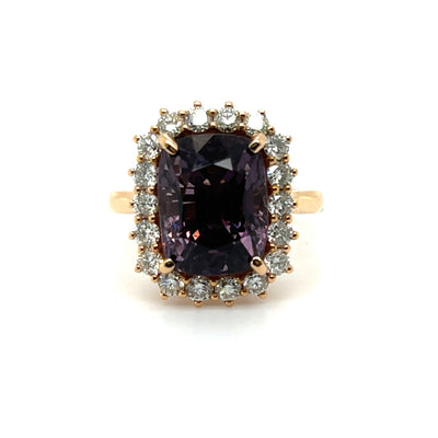 18ct rose gold GRS certified Spinel and Diamond ring