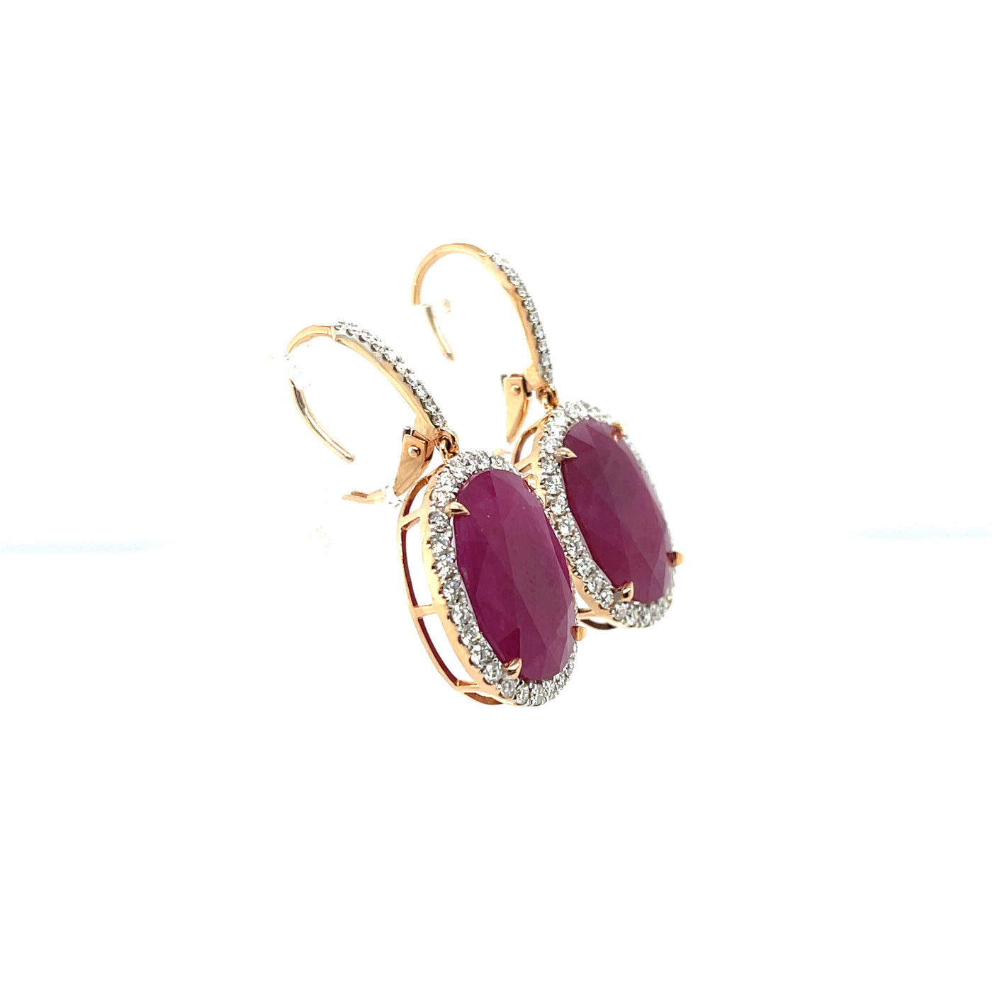 18ct rose gold ruby and diamond earrings