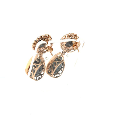 14ct rose gold black moissanire and diamond earrings