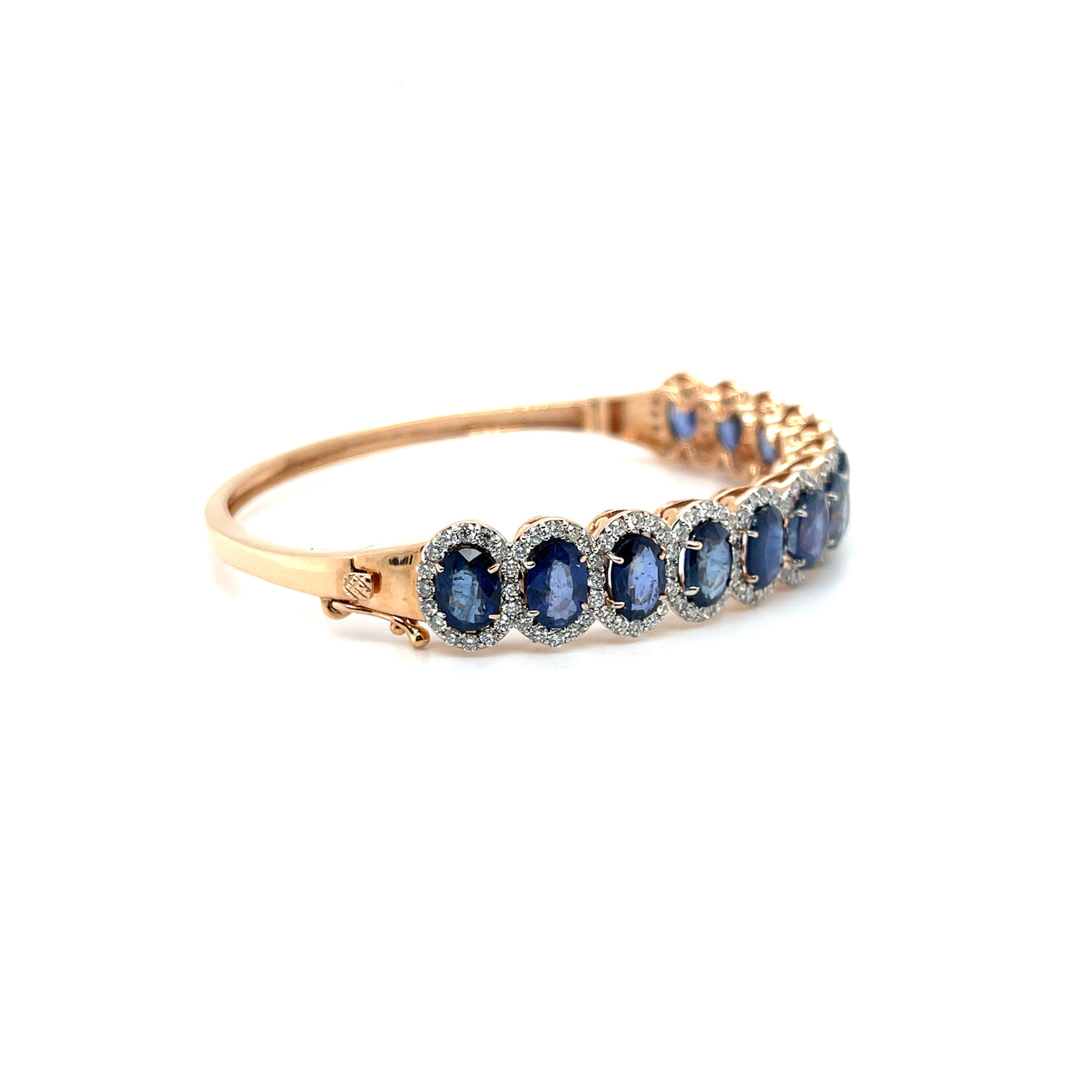 Sapphire and Diamond bangle in 14 karat rose gold