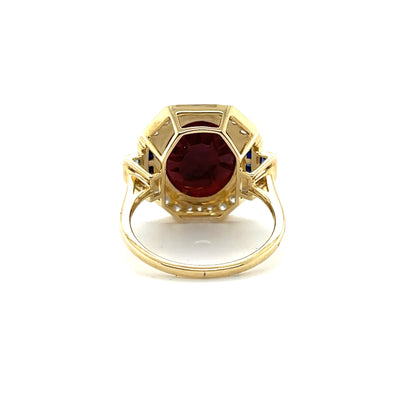 14ct yellow gold Ruby, Sapphire and Diamond ring
