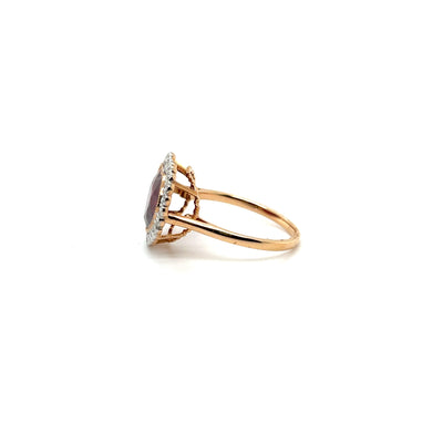 18ct rose gold Ruby (no heat) and Diamond ring
