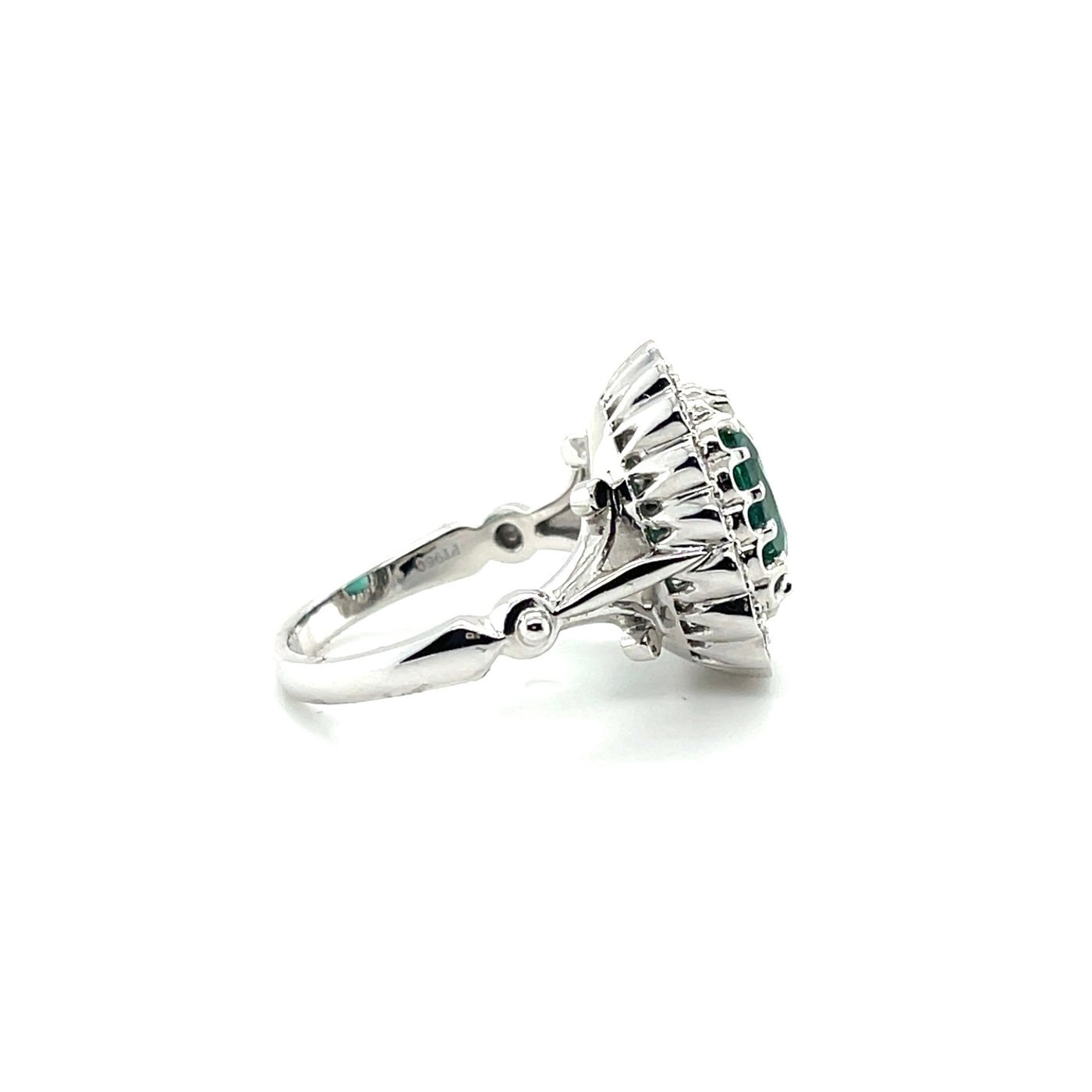 Platinum Art Deco style Emerald and Diamond ring