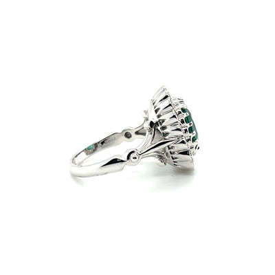 Platinum Art Deco style Emerald and Diamond ring