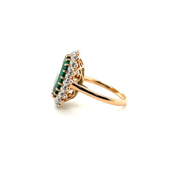 18ct rose gold Emerald and Diamond double halo dress ring