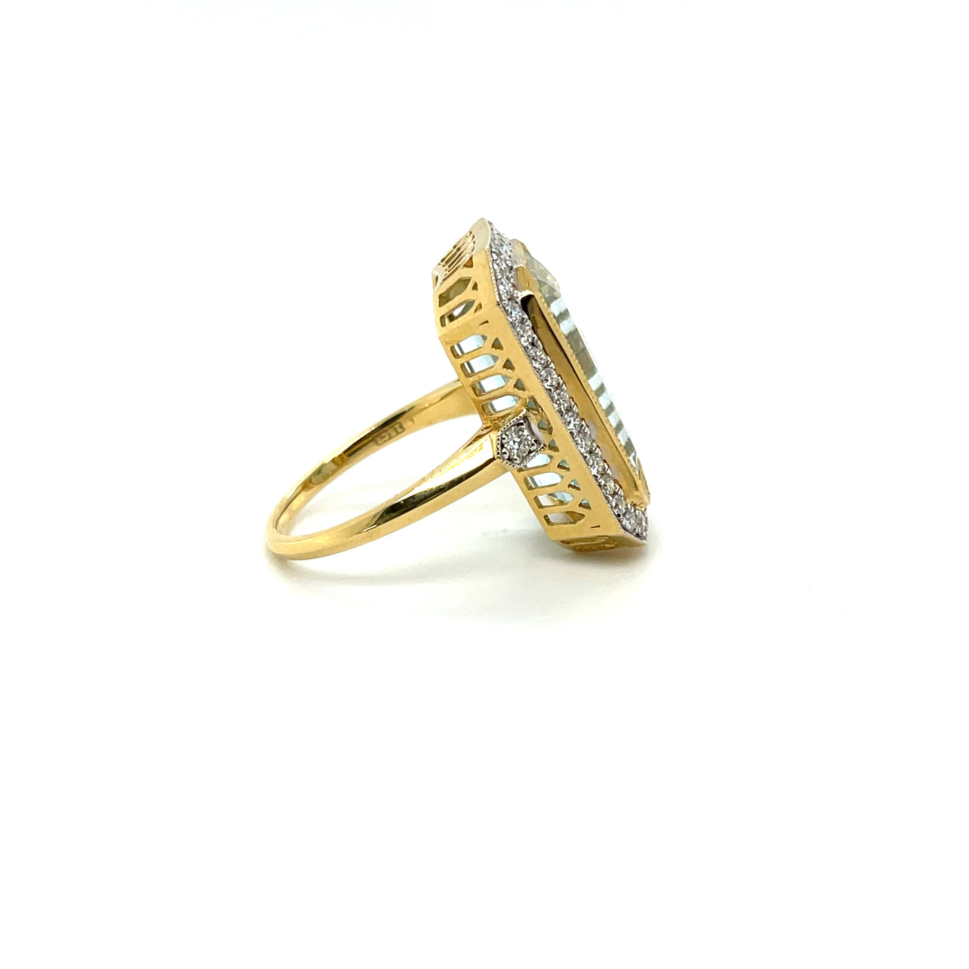 18ct yellow gold Aquamarine and Diamond ring